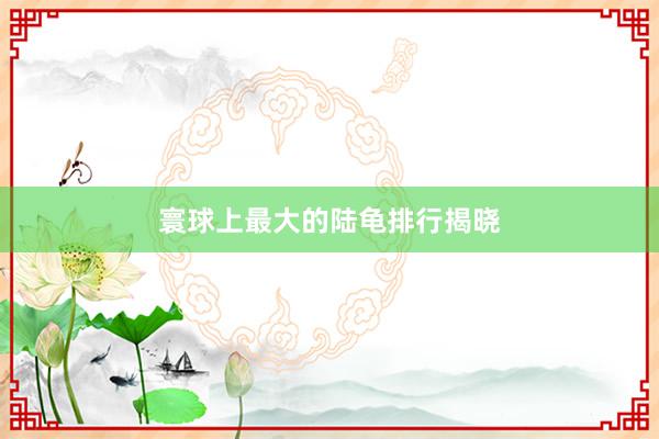 寰球上最大的陆龟排行揭晓